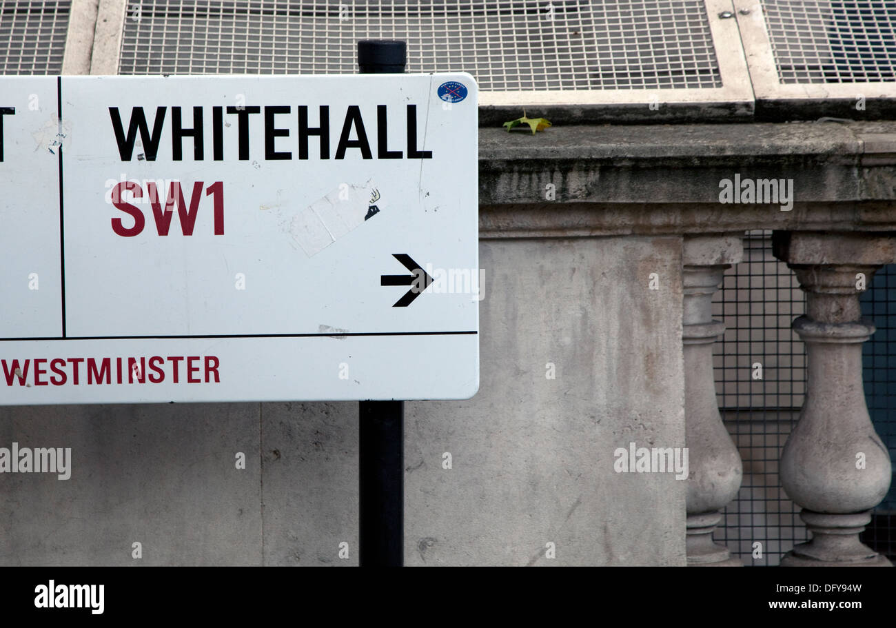 Straßenschild in Whitehall, London Stockfoto