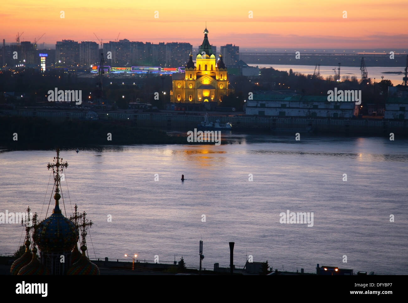 Abends Blick auf Alexander Newski Kathedrale Nischni Nowgorod Russland Stockfoto