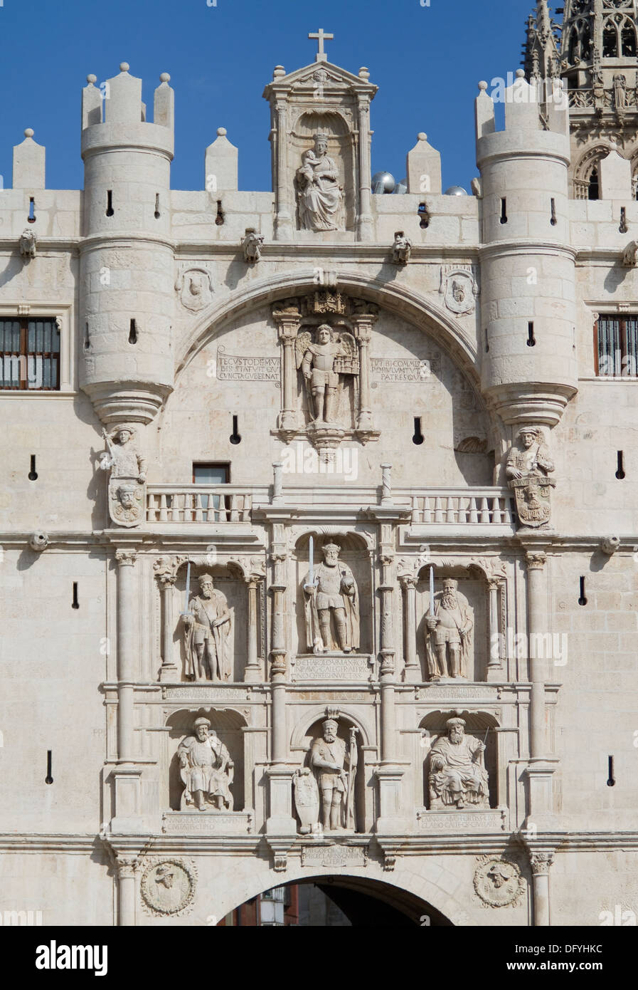 Bogen von Santa Maria, Burgos, Castilla y Leon. Spanien Stockfoto