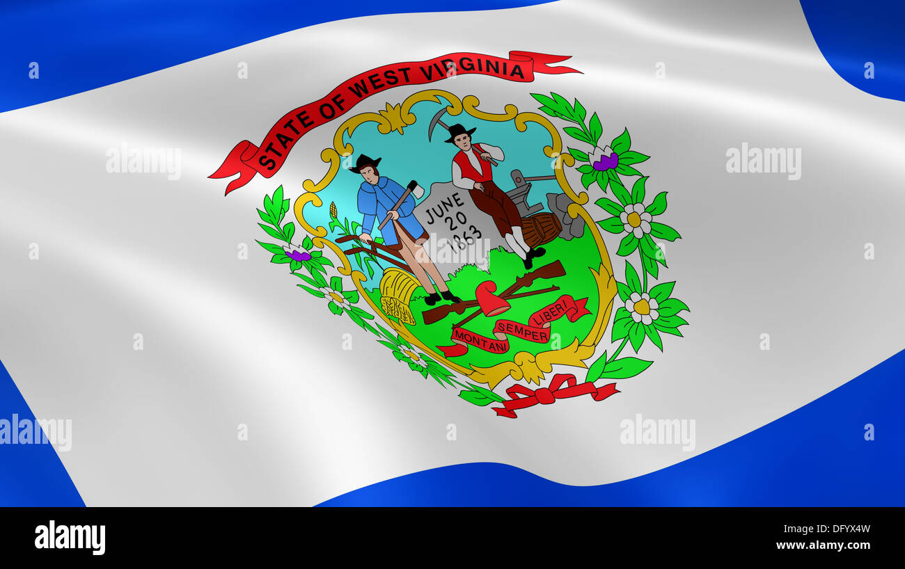 West Virginia Fahne im Wind. Teil einer Serie. Stockfoto