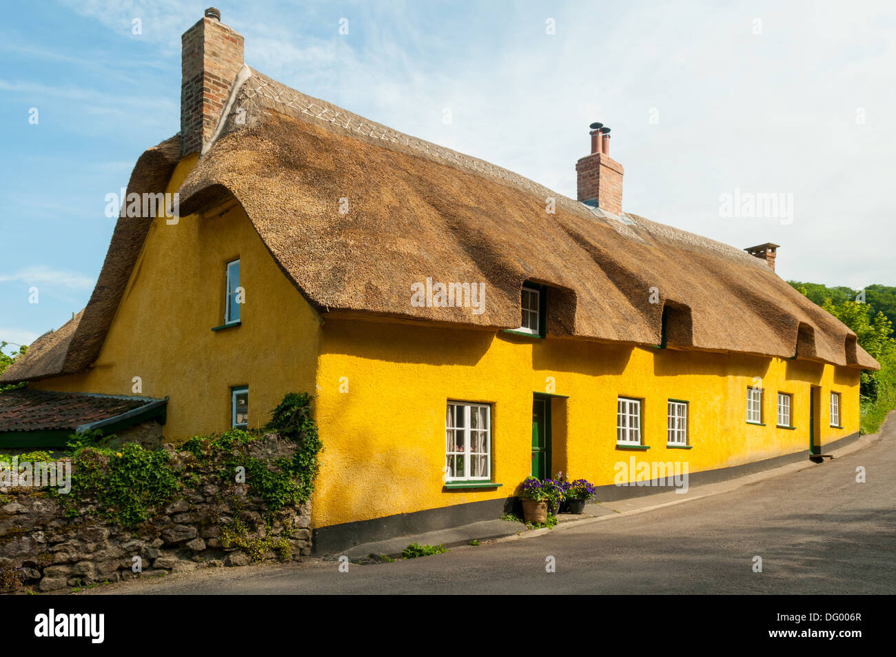 Reetdachhaus in Branscombe, Devon, England Stockfoto
