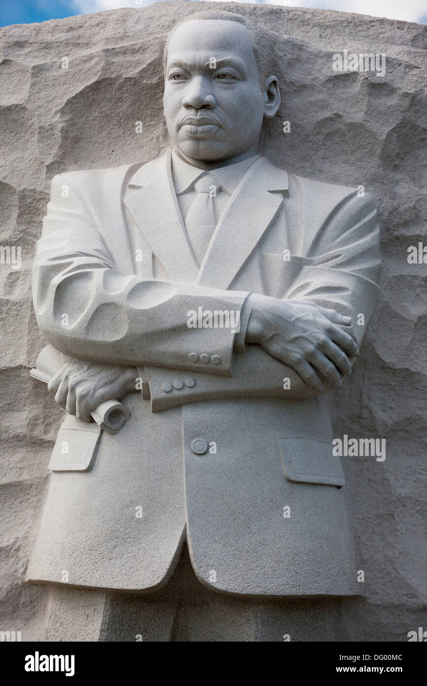 Die MLK Martin Luther King, Jr. Memorial Denkmal Statue im West Potomac Park an der National Mall in Washington, D.C. Stockfoto