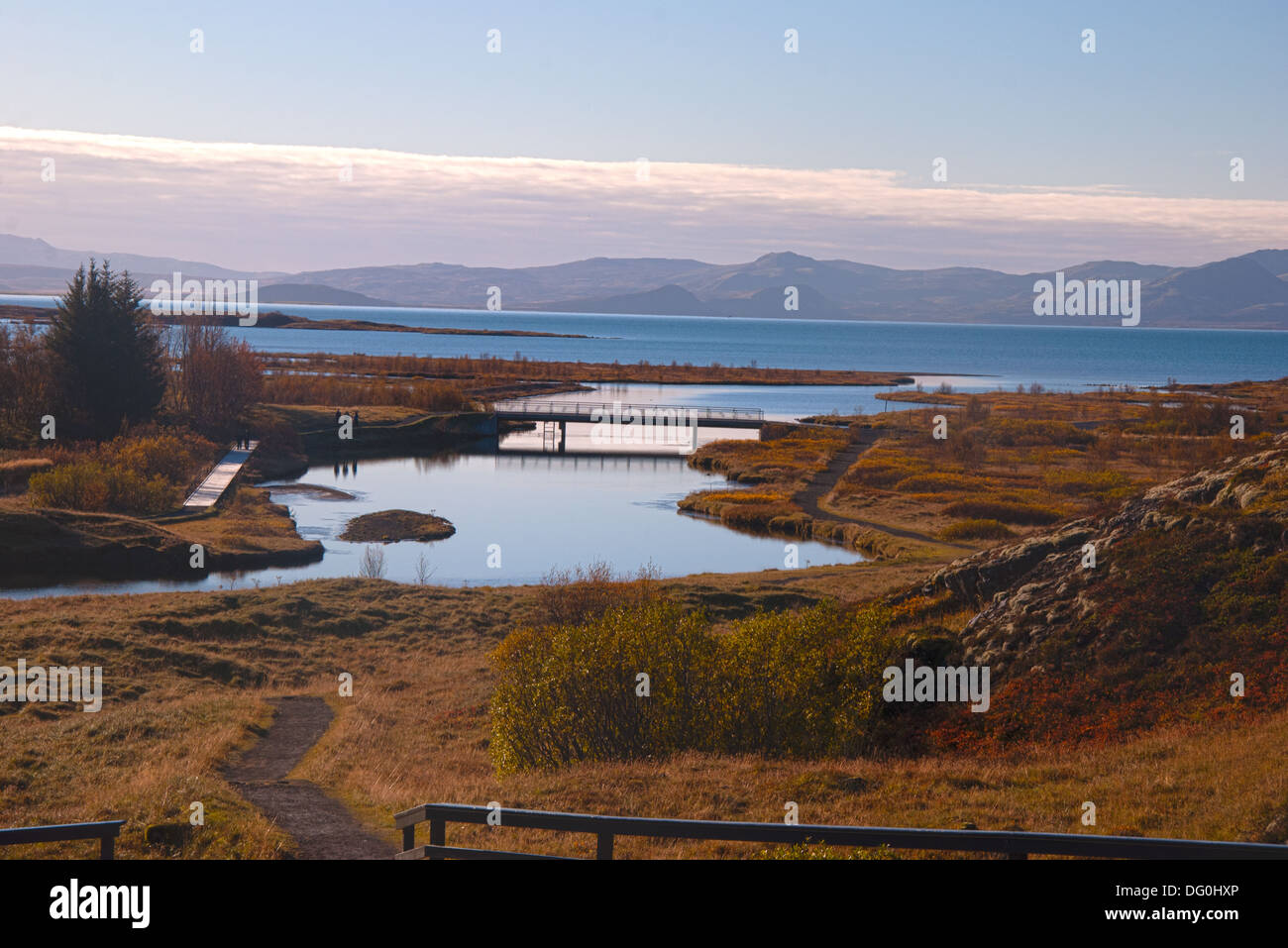 Der Nationalpark um Thingvellir (Þingvellir) wo bildeten der nationalen Rat Islands im Jahre 930. Stockfoto