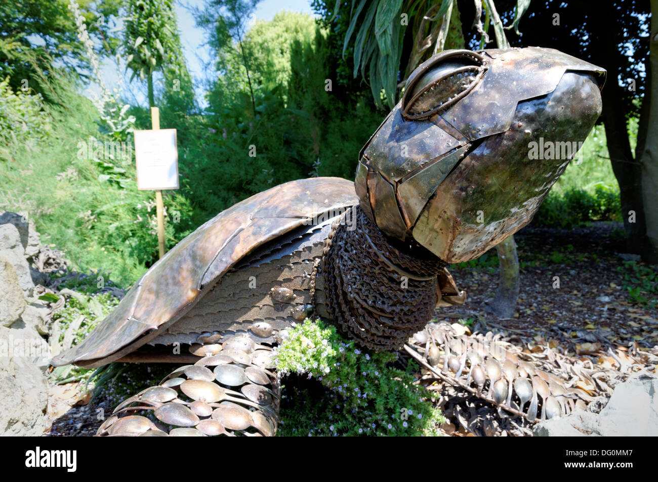Schildkröte-Skulptur, Ventnor botanischen Gärten, Ventnor, Isle Of Wight, England Stockfoto