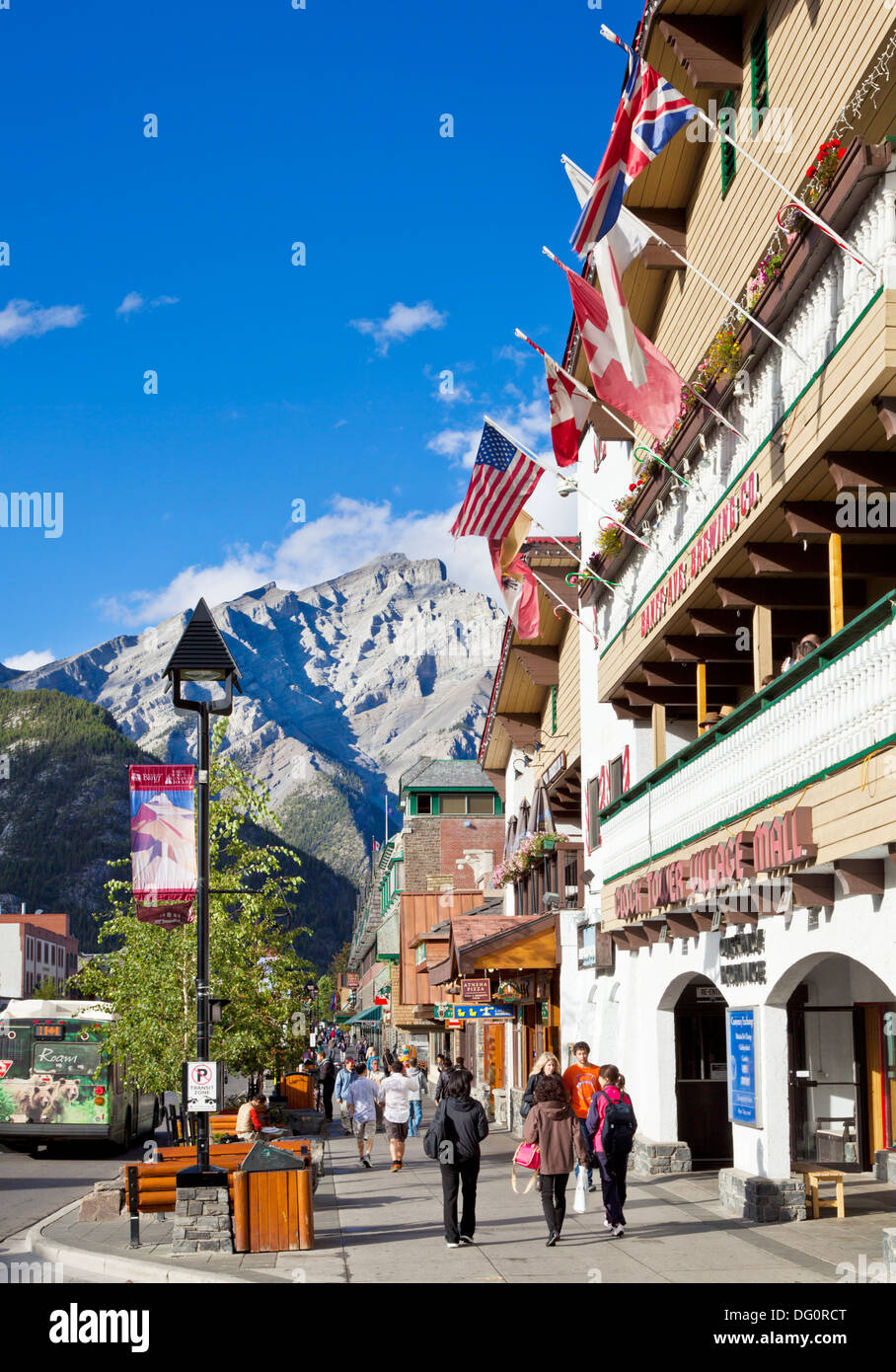 Banff Stadt und Cascade Mountain Banff Nationalpark Alberta Kanada Nordamerika Stockfoto