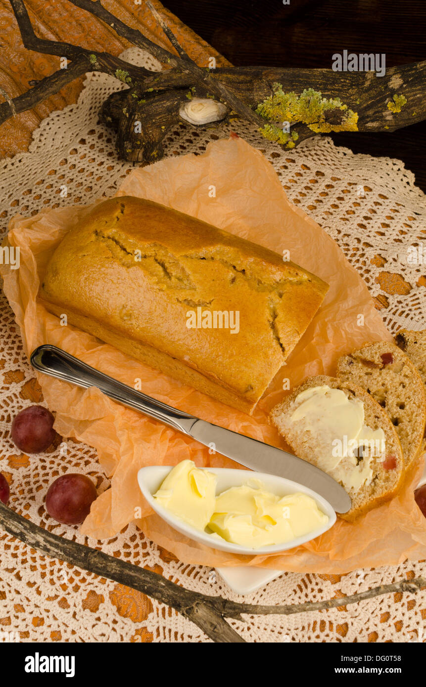 Traditionelle hausgemachte Barnbrack Kuchen, Halloween Essen Stockfoto