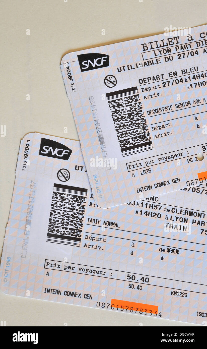 SNCF-Zug-ticket Stockfoto