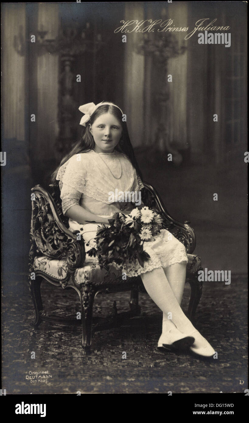 AK H.K.H. Prinzessin Juliana als Junges Mädchen; Stockfoto