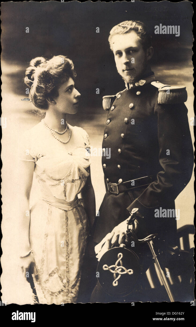 AK Königin Elisabeth Und König Albert I. von Belgien; Stockfoto