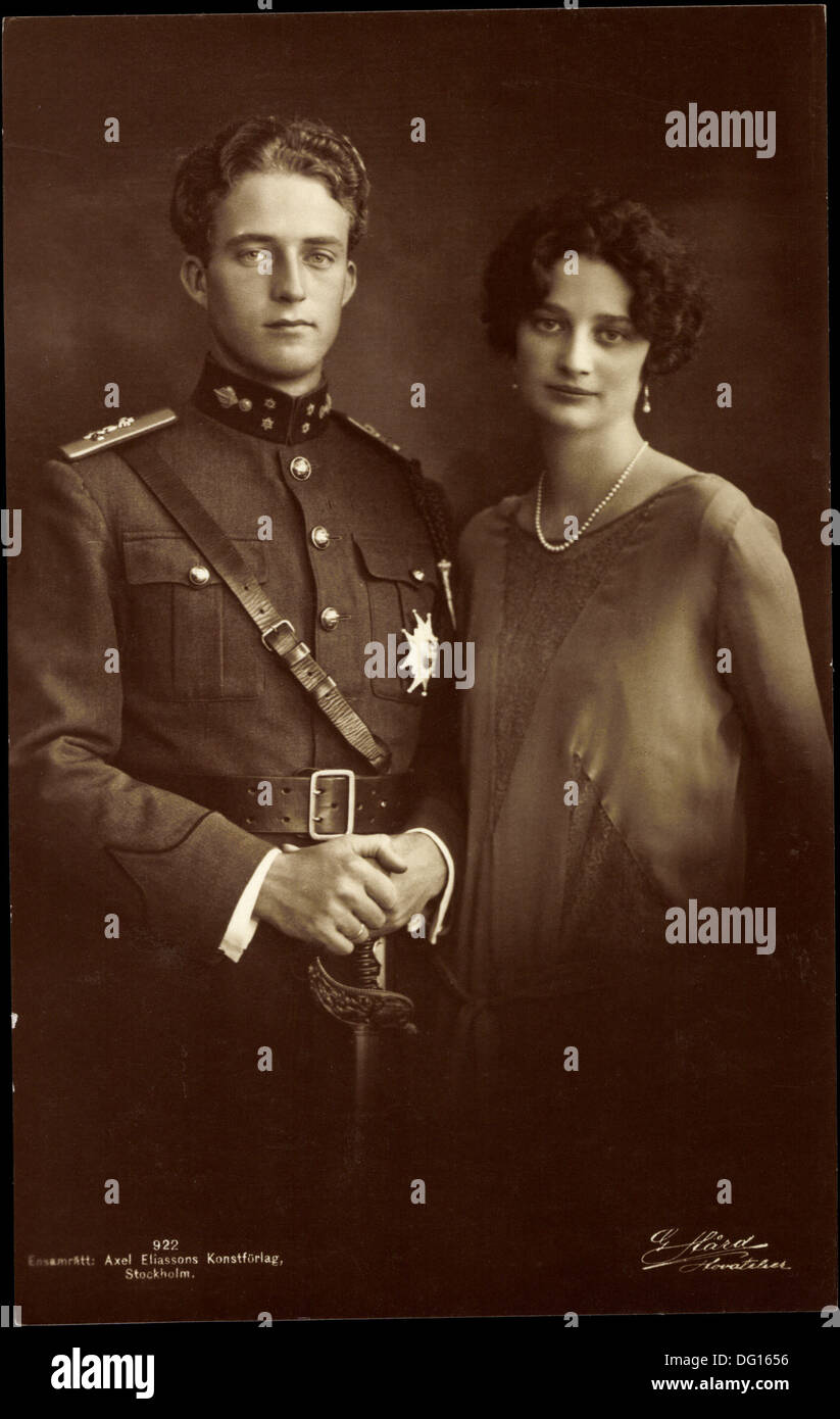 AK Königin Astrid Mit König Leopold III. von Belgien; Stockfoto