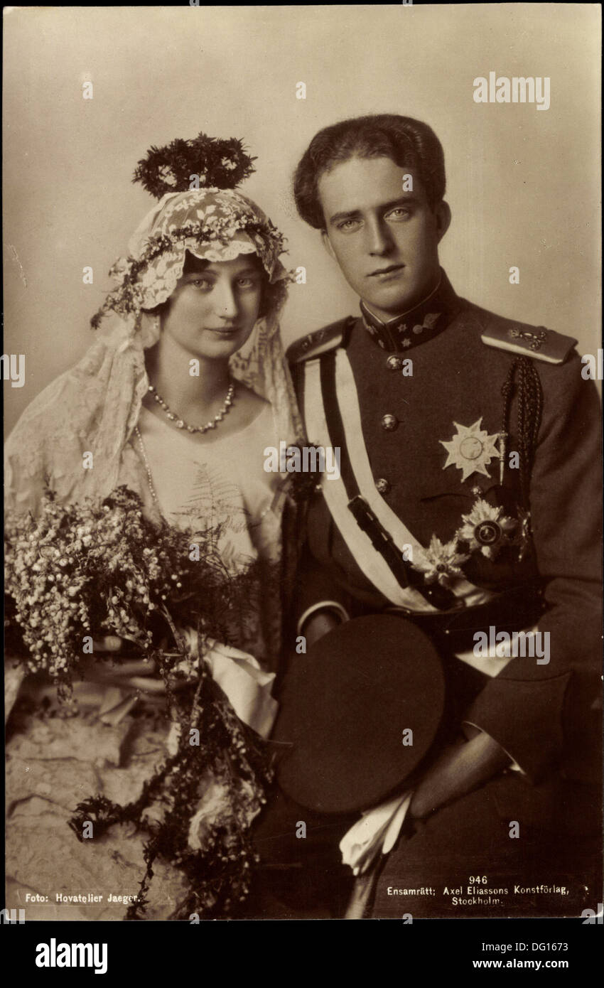 AK Königin Astrid Mit König Leopold III. von Belgien; Ungelaufen, Sehr Guter Formgebung Stockfoto