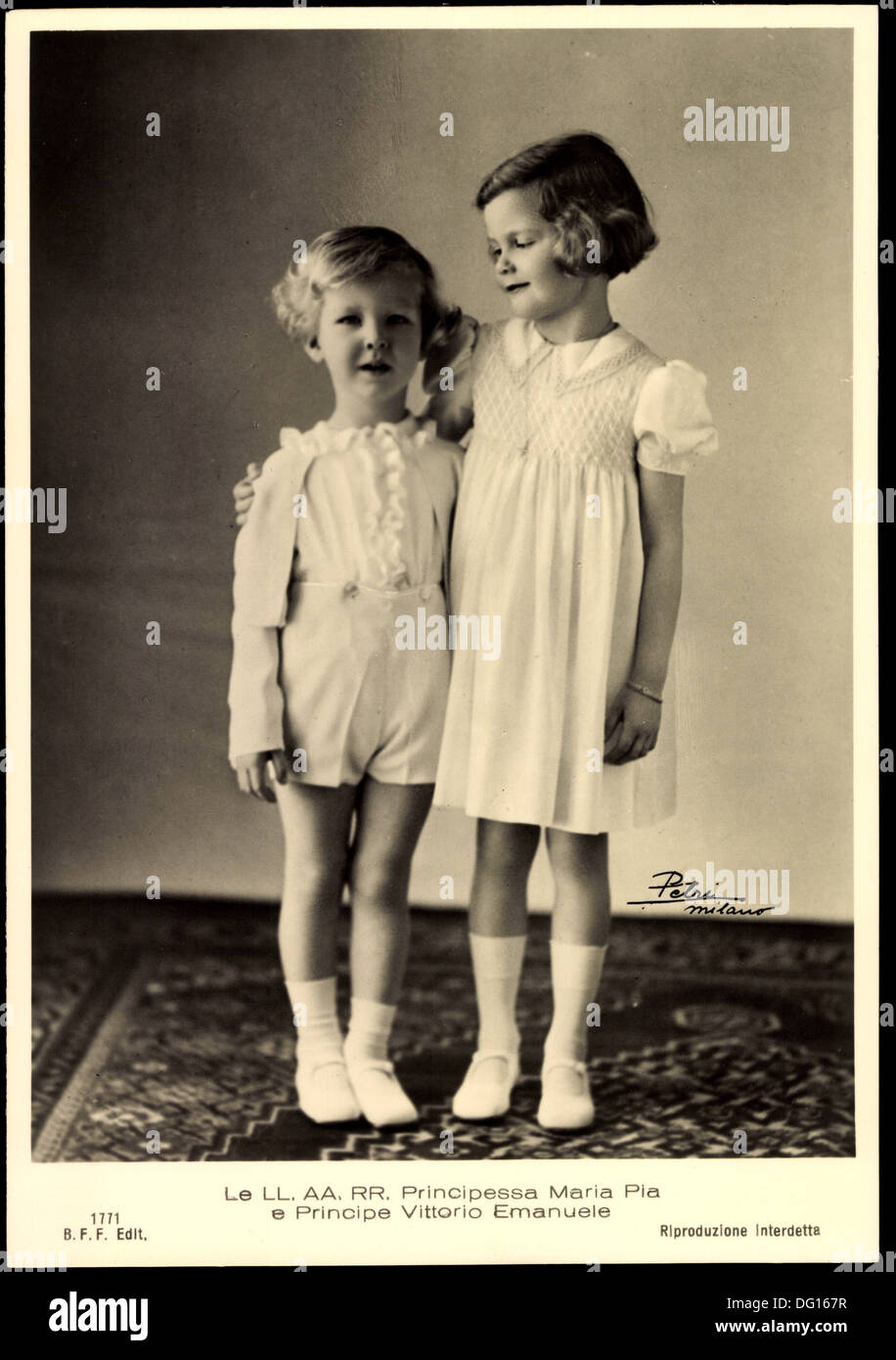 AK Le LL. AA. RR. Principessa Maria Pia e Principe Vittorio Emanuele; Stockfoto