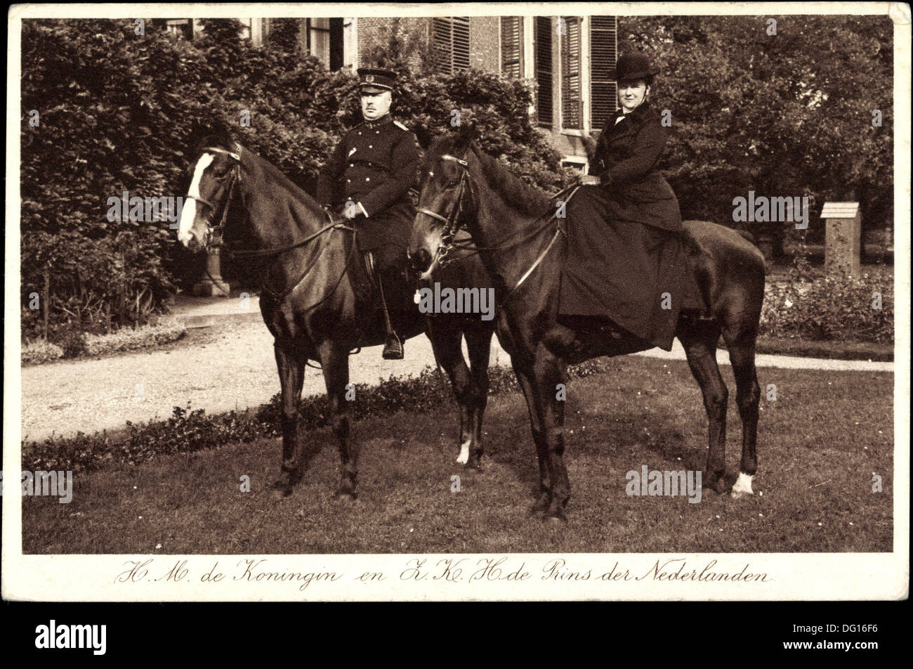 AK H.M de Koningin de Z.K.H. de Rins der Nederlanden, Pferdesport; Stockfoto