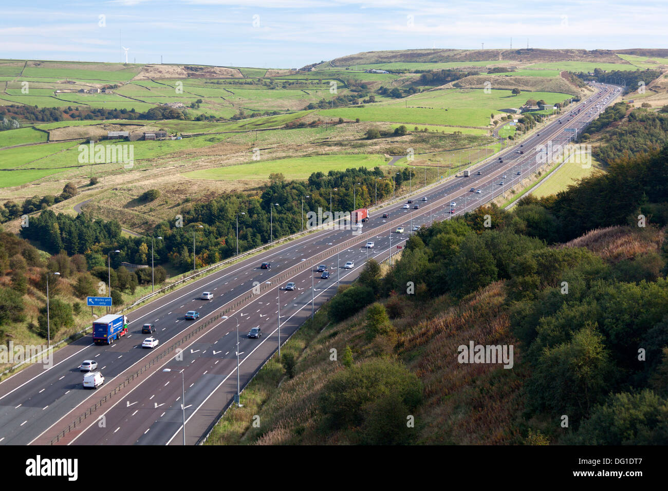 Die Autobahn M62 gesehen von Scammonden Brücke, Scammonden, West Yorkshire Stockfoto