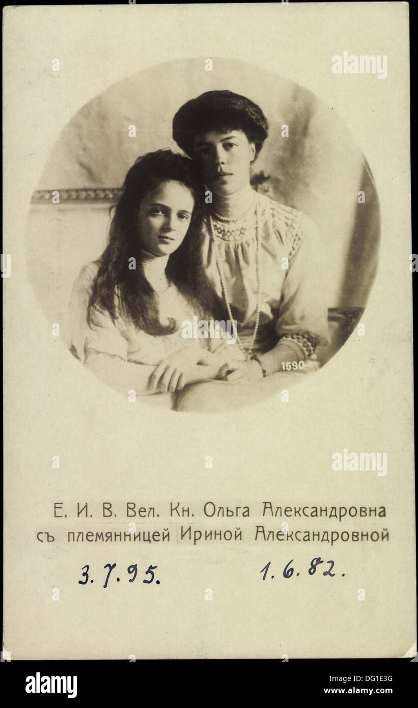 AK Olga Alexandrowna Romanowa Und Irina von Russland; Stockfoto