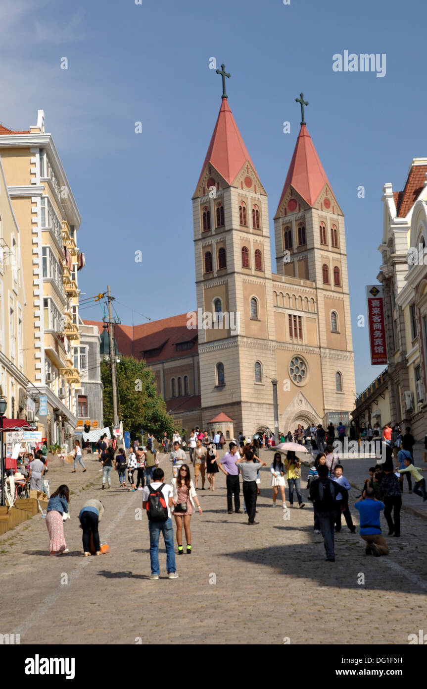 St Michael deutsche Kathedrale, Qingdao, Shandong, China. Stockfoto