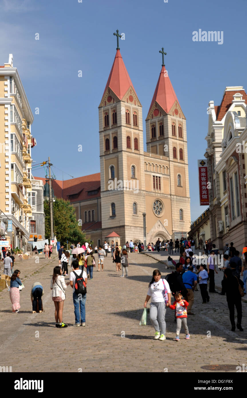 St Michael deutsche Kathedrale, Qingdao, Shandong, China. Stockfoto