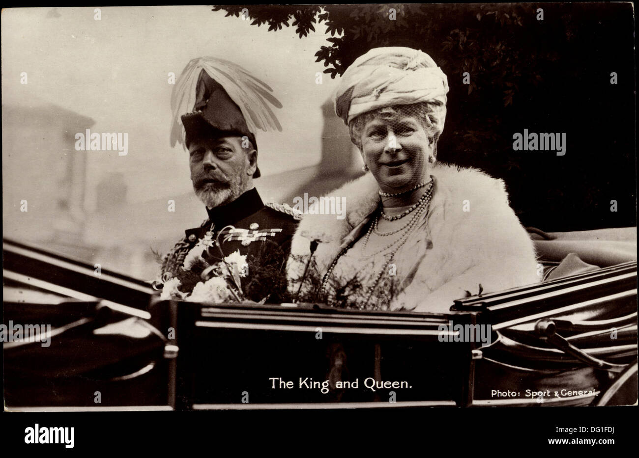 AK König George V., Queen Mary, Maria von Teck, Kutsche; Stockfoto