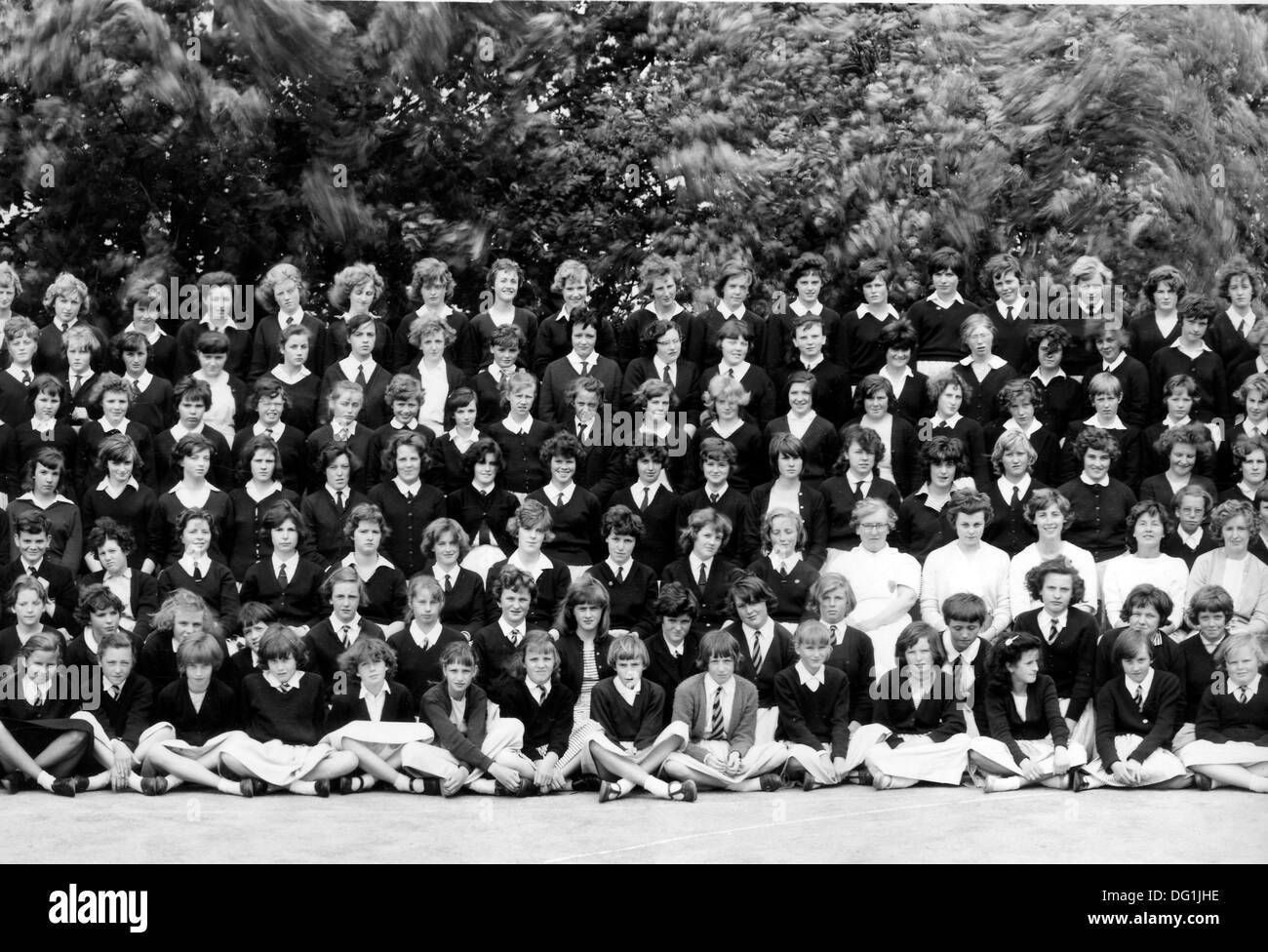 Schule-Foto von Mädchen genommen im Jahr 1962 in Wellington Secondary Modern in Shropshire Uk Stockfoto