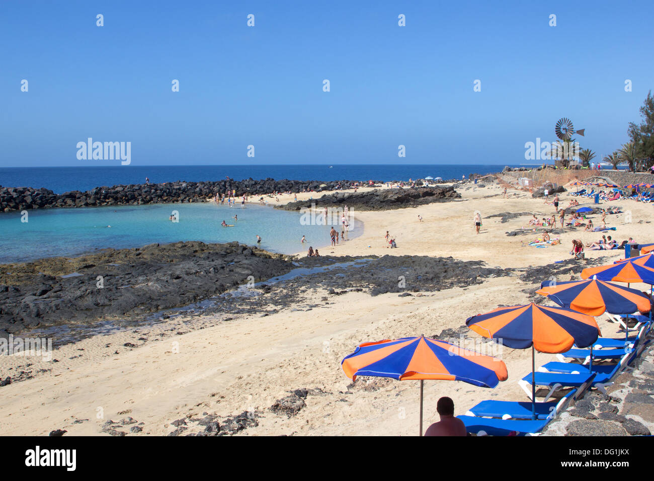 Playa del, Jablillo Beach, Costa Teguise, Lanzarote, Kanarische Inseln Stockfoto