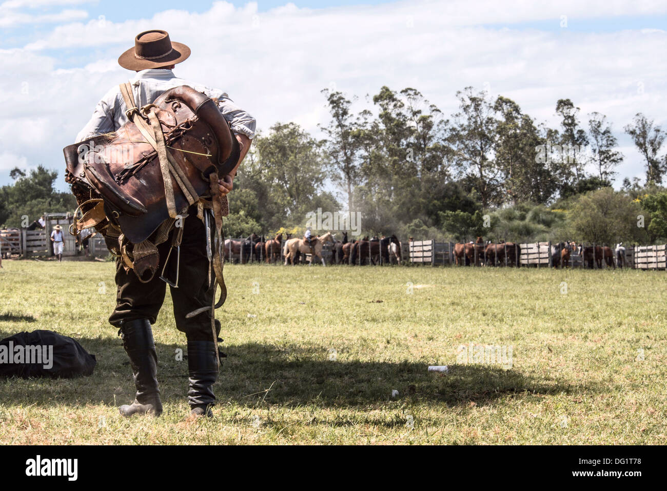Gaucho auf dem Campo, Maldonado, Uruguay Stockfoto
