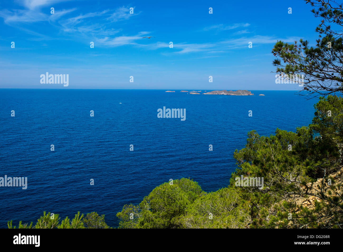 Cala Vedella Vadella Ibiza Insel mit Mittelmeer Balearen Stockfoto