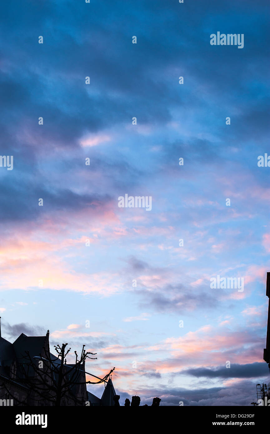 Sonnenuntergang Himmel Straßburg Elsass Frankreich Stockfoto