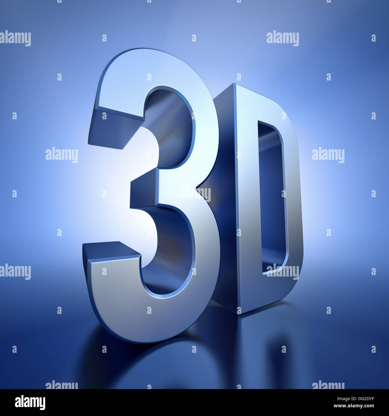 3D Logo mit Hintergrundbeleuchtung und blau (3D Render) Stockfoto