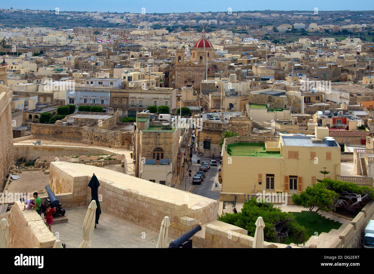 Panoramablick auf Victoria von Zitadelle Gozo Malta Stockfoto