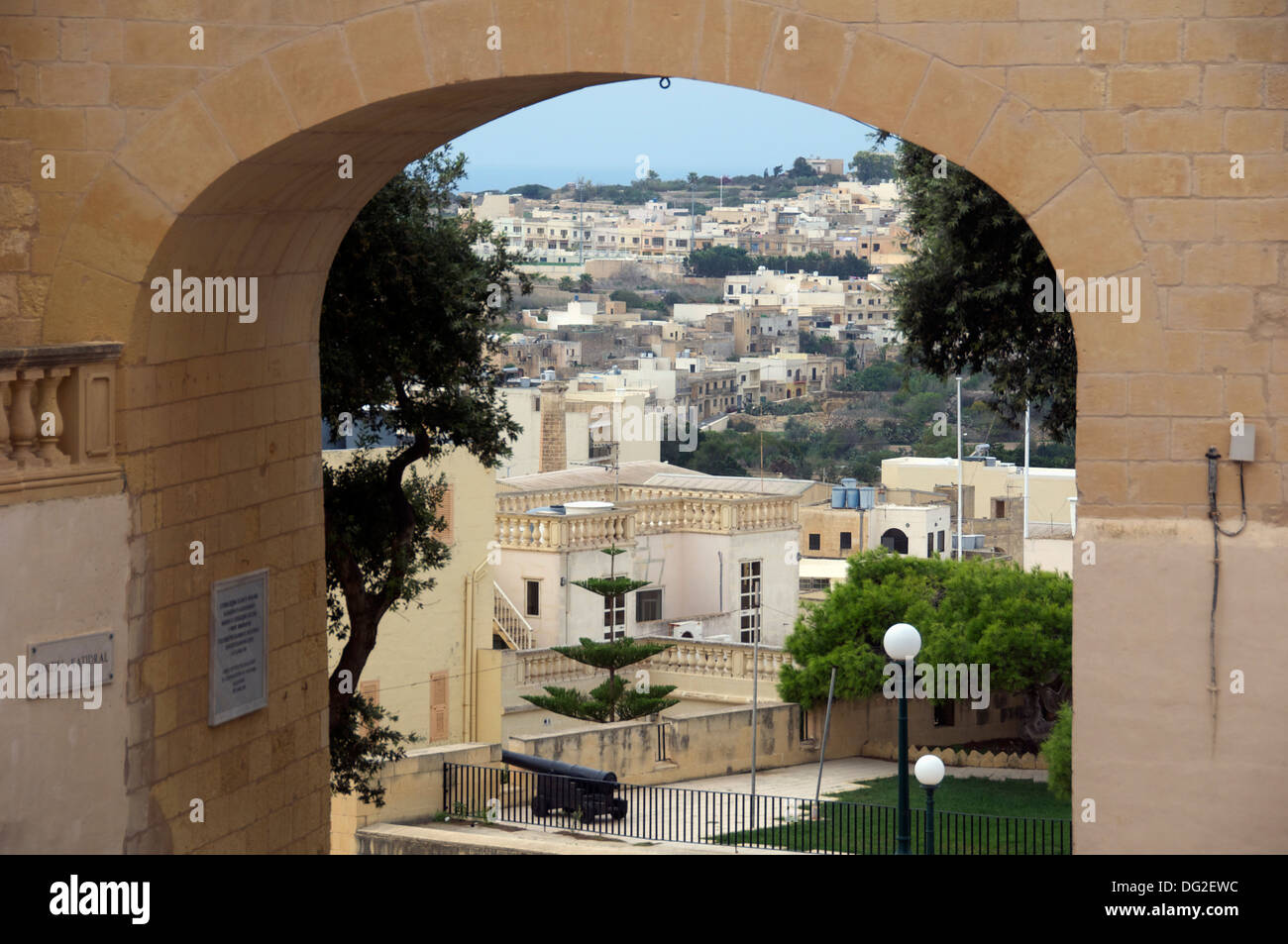 Victoria aus Bogen von Zitadelle Gozo Malta Stockfoto