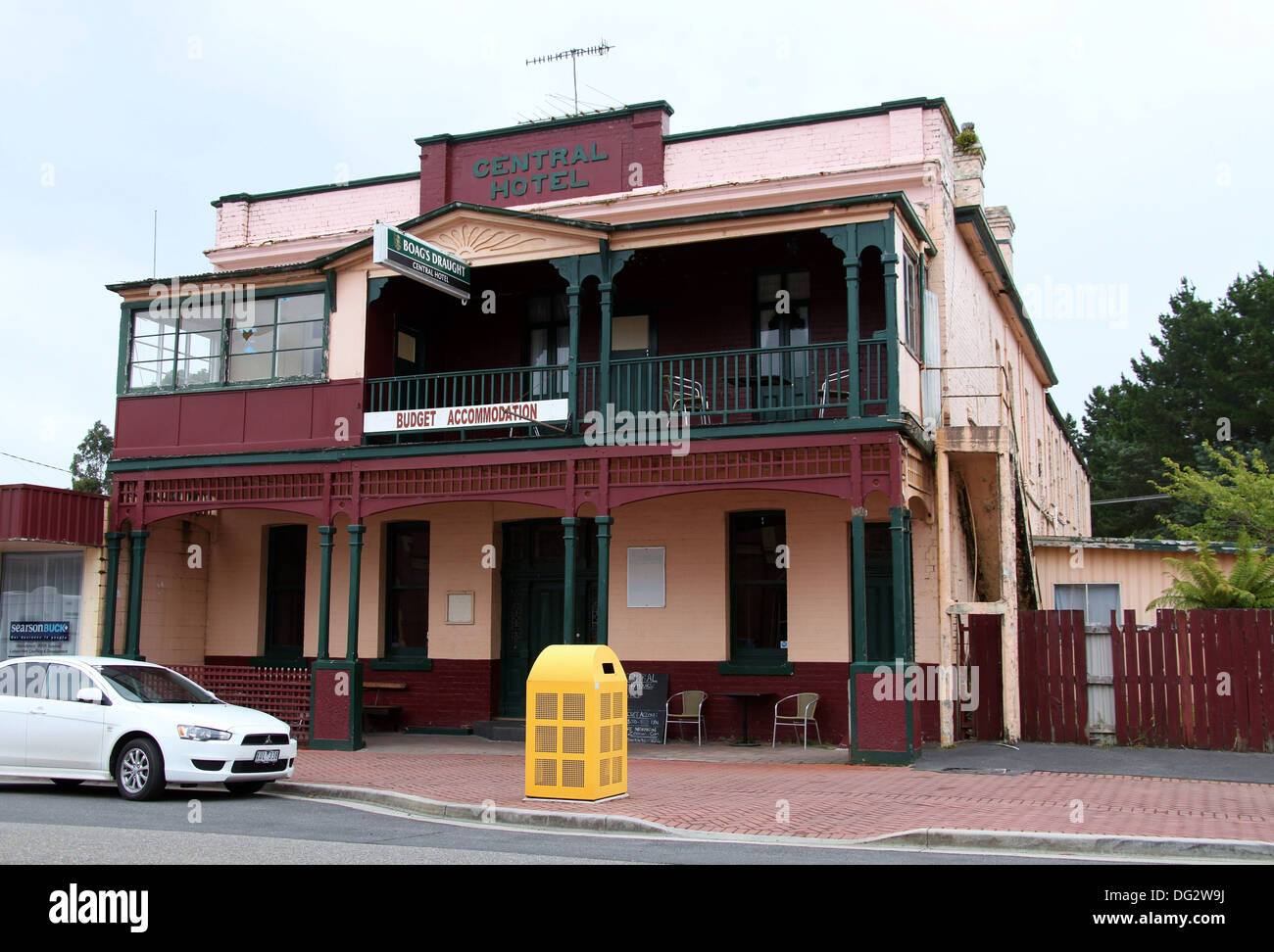 Central Hotel in abgelegenen Tasmanischen Westküste Stadt von Zeehan Stockfoto