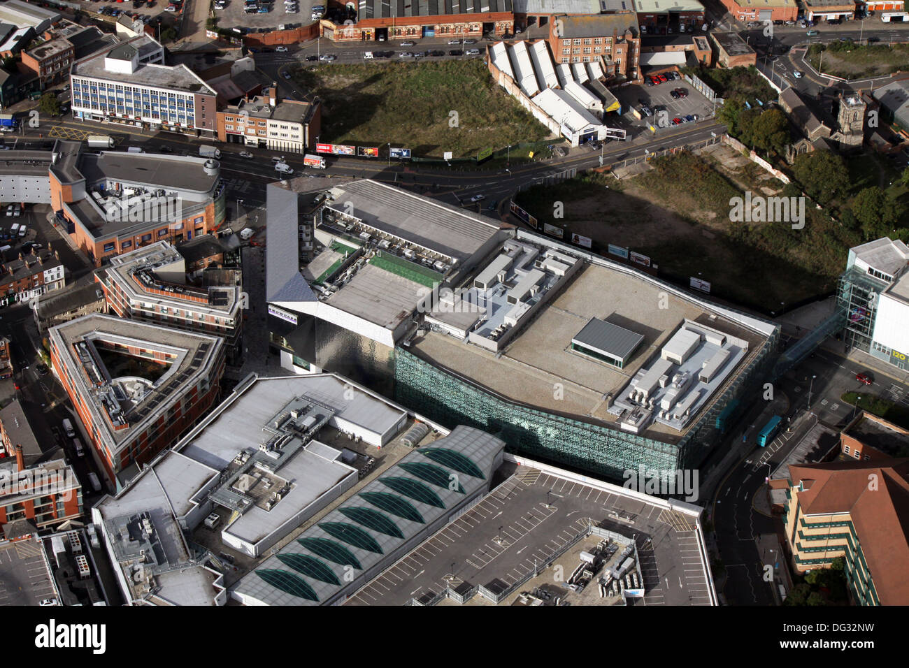 Luftaufnahme von Showcase Leicester Kino de Lux Stockfoto