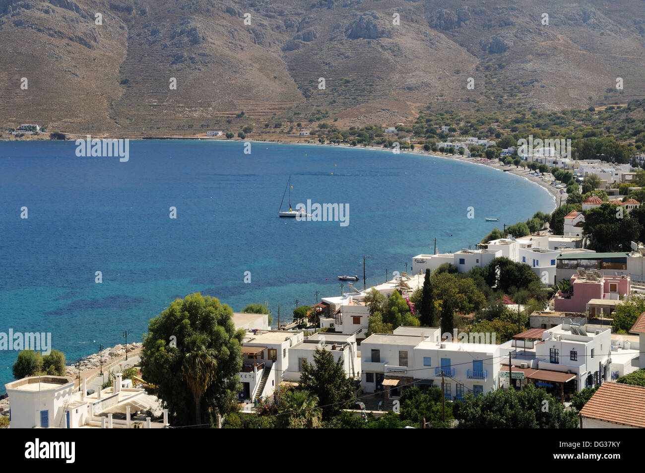 Livadia Hafen Hafenstrand Tilos griechische Insel der Dodekanes-Griechenland Stockfoto