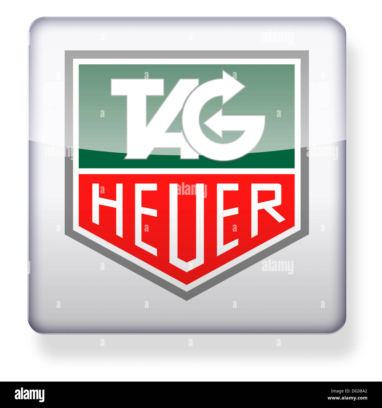 Tag Heuer-Logo als ein app-Symbol. Clipping-Pfad enthalten. Stockfoto