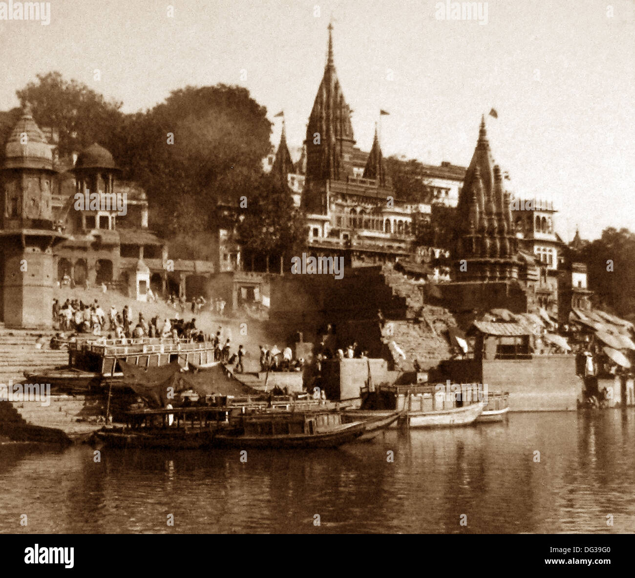 Indien - Benares eine brennende Ghat frühen 1900er Jahren Stockfoto
