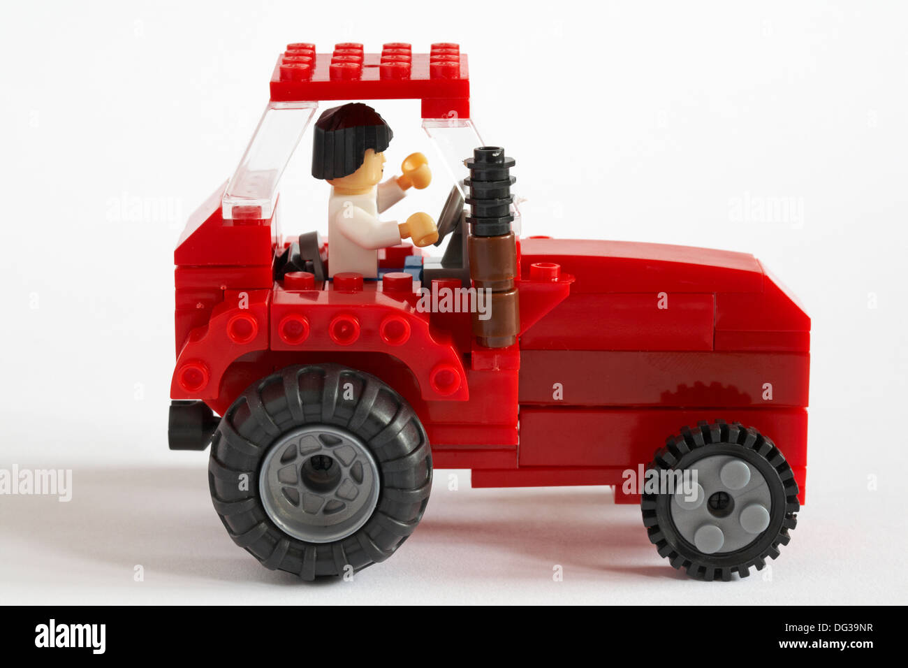 Traktor von Wilko Blox Bausteine isoliert auf weißem Hintergrund gemacht Stockfoto