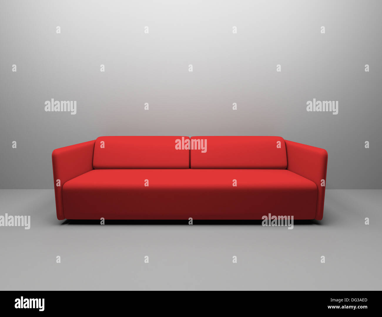 Rotes Sofa leere Wand Stockfoto