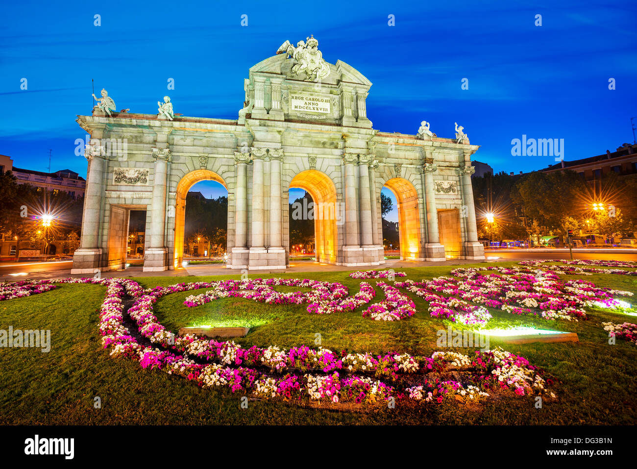 Berühmten Puerta de Alcalá, Madrid Cibeles District, Spanien Stockfoto