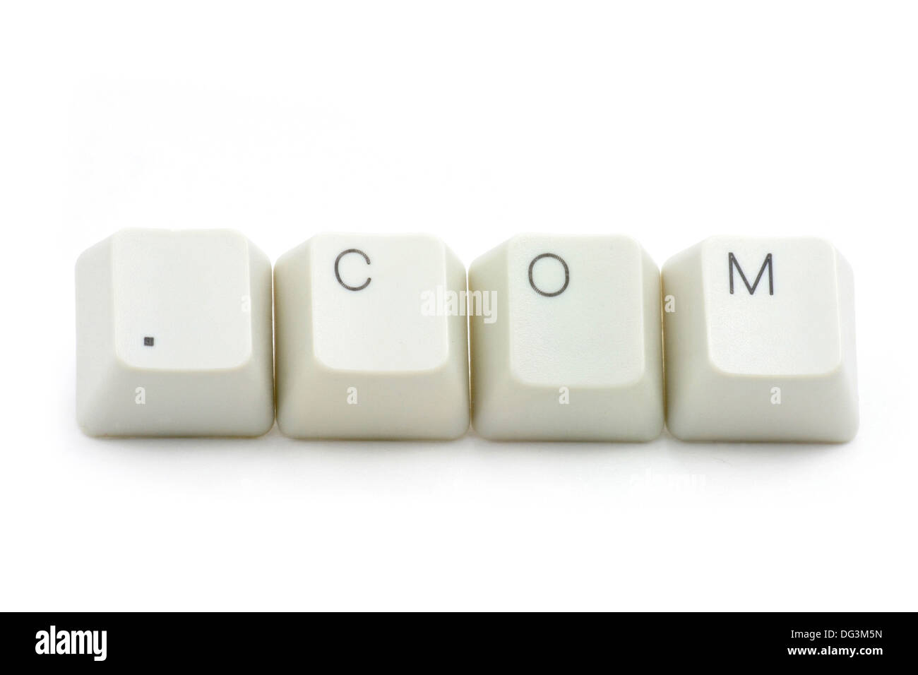 Buchstabentasten schließen die Begriff der Dot com Stockfoto