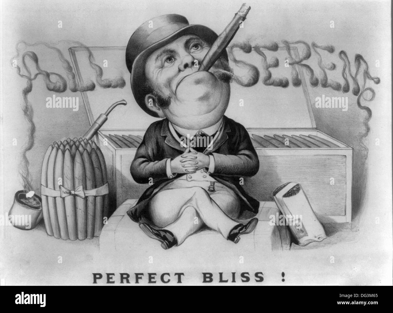 Perfekte Bliss - alle heiteren Mann rauchen Zigarren Stockfoto