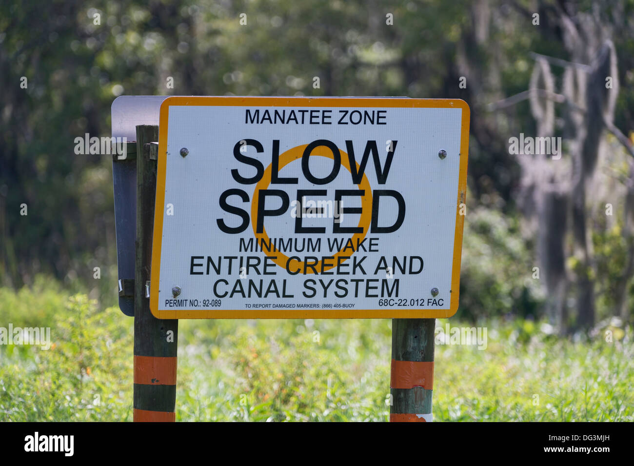 Manatee langsame Geschwindigkeitszone am Fluss St.Johns in Florida USA Stockfoto