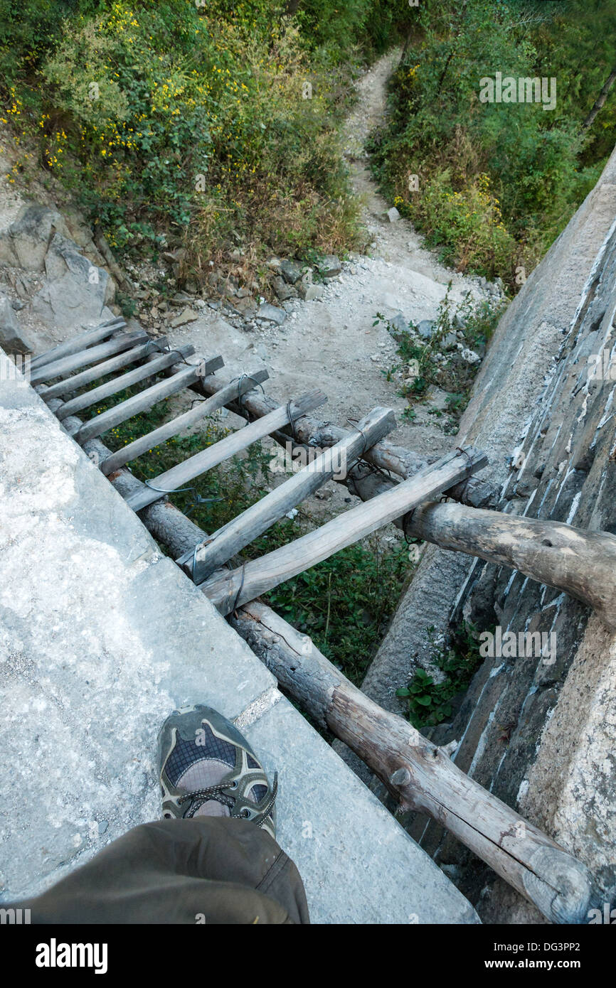Klettern die chinesische Mauer bei Huanghua Cheng oder gelbe Blume, Xishulyu, Jiuduhe Zhen, Huairou, China Stockfoto
