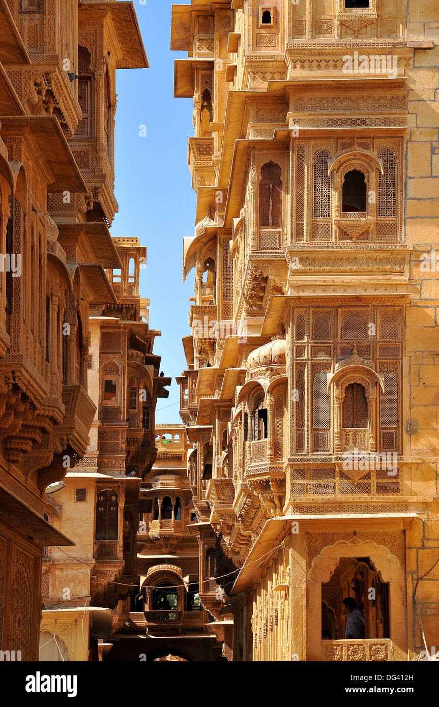 Patwa Havelis, renommierte private Villa in Jaisalmer, Rajasthan, Indien, Asien Stockfoto