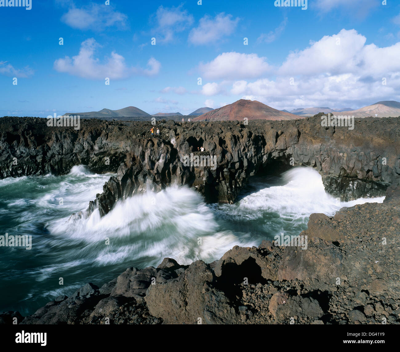 Los Hervideros, El Golfo, Lanzarote, Kanarische Inseln, Spanien, Atlantik, Europa Stockfoto