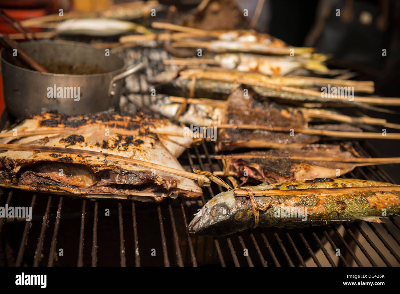 BBQ Stände am Crab Market, Kep, Kep-Provinz, Kambodscha, Indochina, Südostasien, Asien Stockfoto