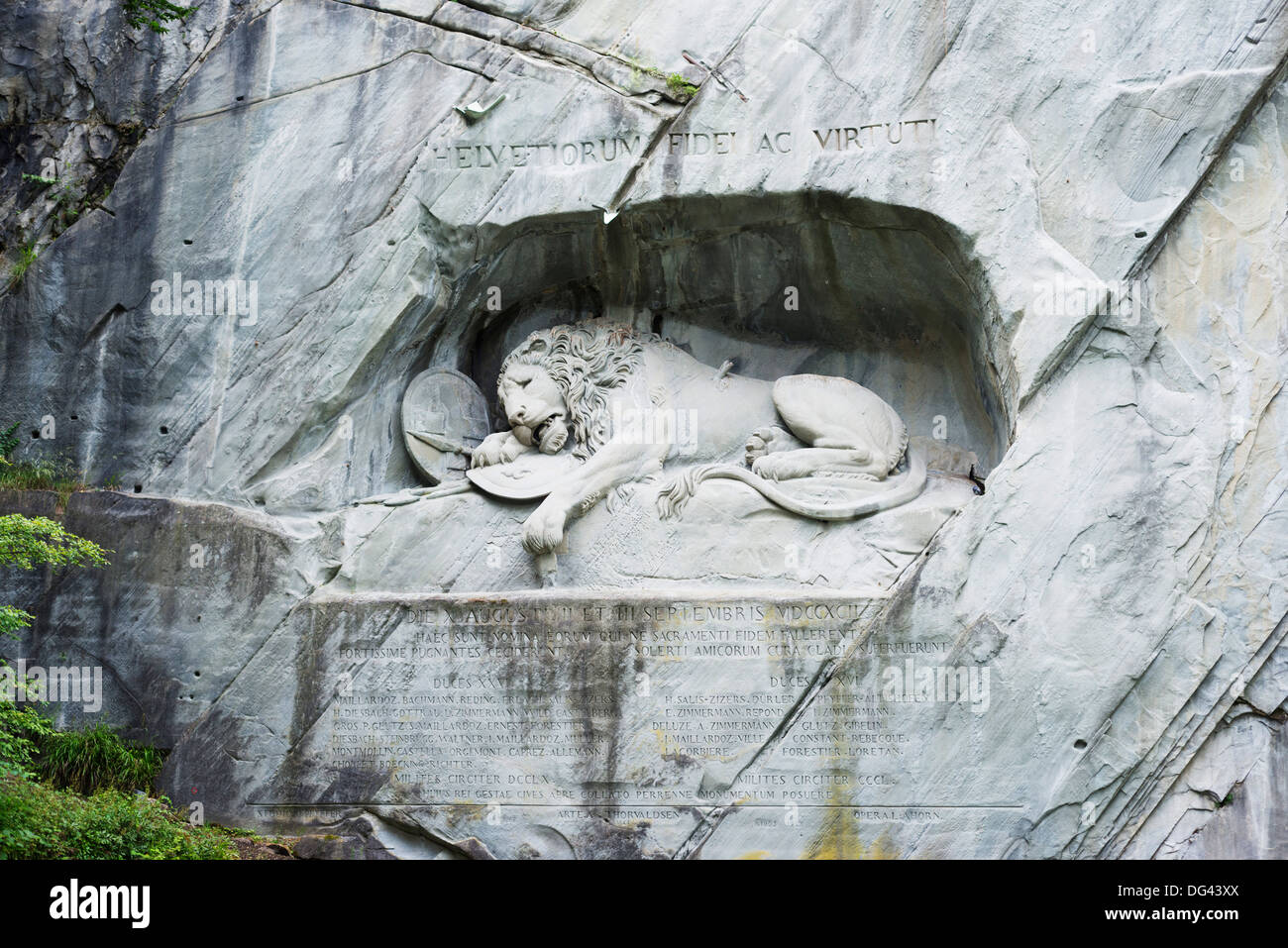Löwendenkmal von Lucas Ahorn für Schweizer Soldaten gestorben in der französischen Revolution, Luzern, Schweiz, Europa Stockfoto