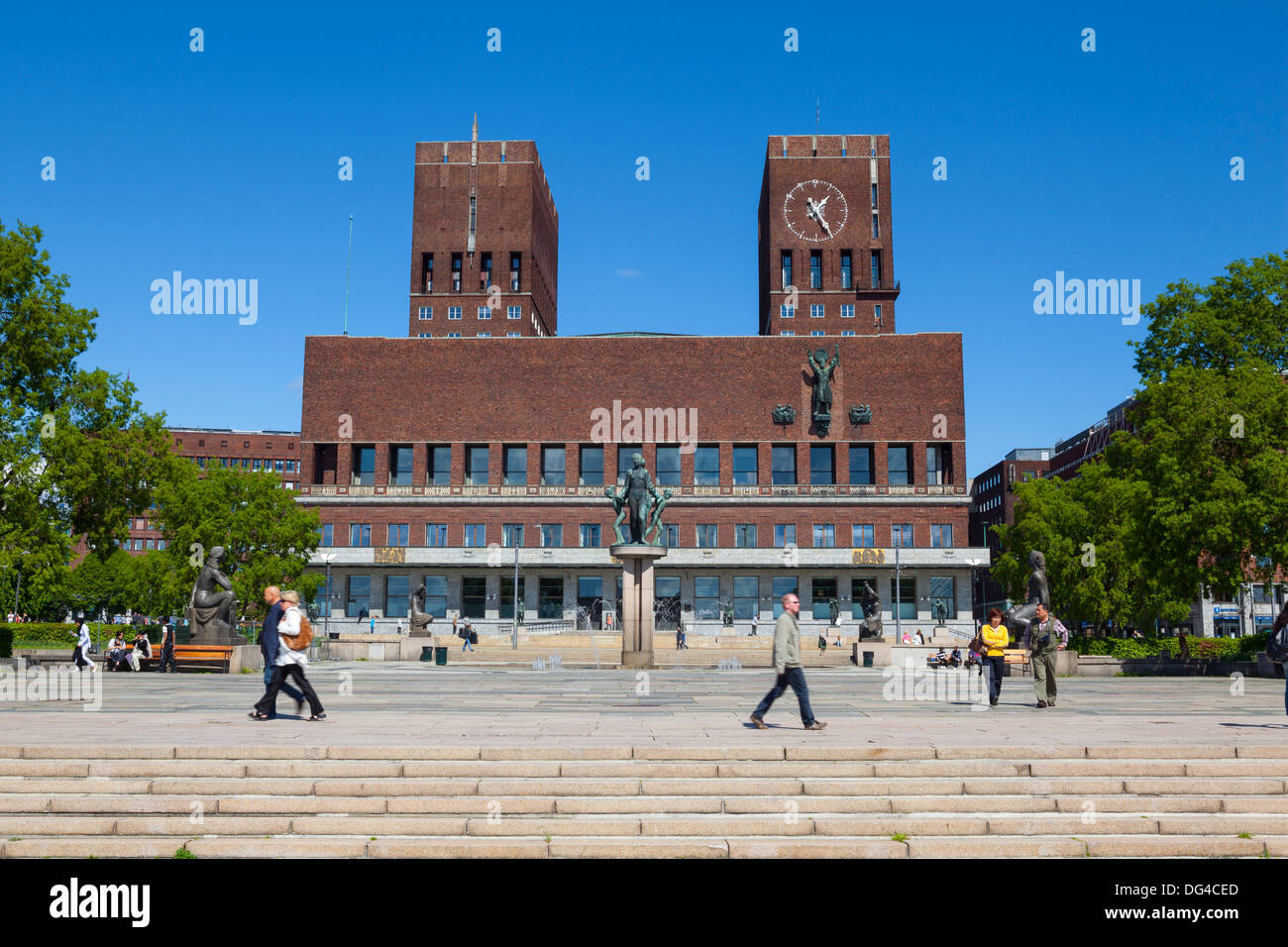Radhuset (Rathaus), Oslo, Norwegen, Skandinavien, Europa Stockfoto