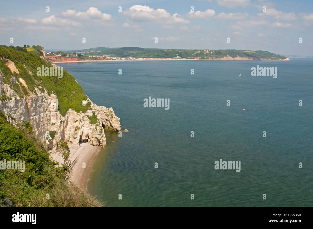 Auf dem South West Coast Path in der Nähe von Bier Blick nach Osten in Richtung Seaton Stockfoto