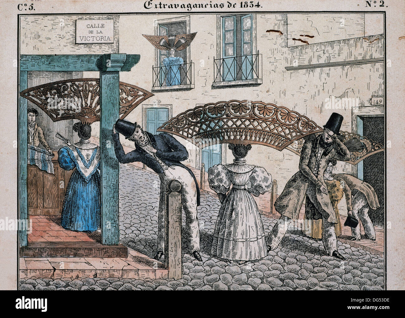 Trachten und Bräuche. Extravaganzen von 1834. Von Cesar Hipolito Bacle (1794-1838). Stockfoto