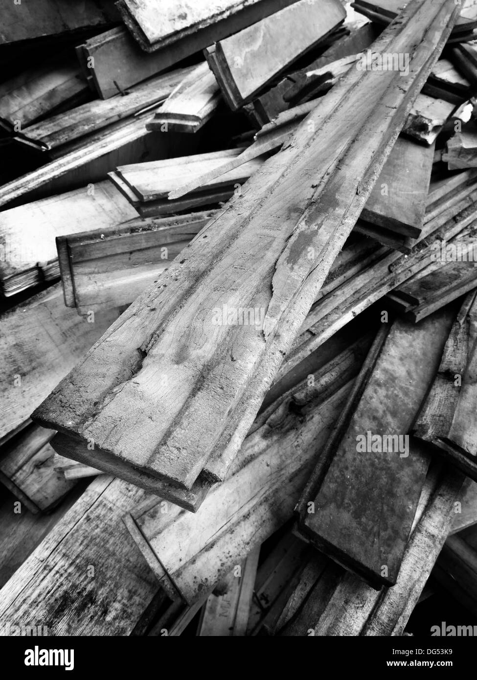 Detail-Haufen von alten Holzbretter Stockfoto